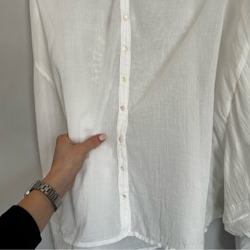 FREE PEOPLE Heart of Gold Blouse White Embellished Cutout-Neck Blouse size large - Picture 13 of 14
